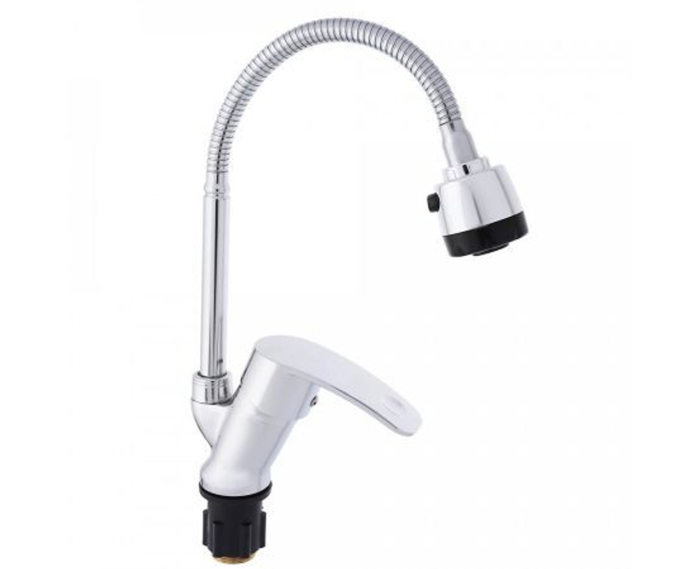 СоюзКран SK01-F106 (566-388), Смеситель для кухни, гибкий излив, керамический картридж 40мм, цинк, хром