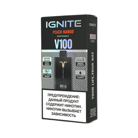Ignite V100 Peach mango - персик-манго 10000 затяжек 20мг (2%)