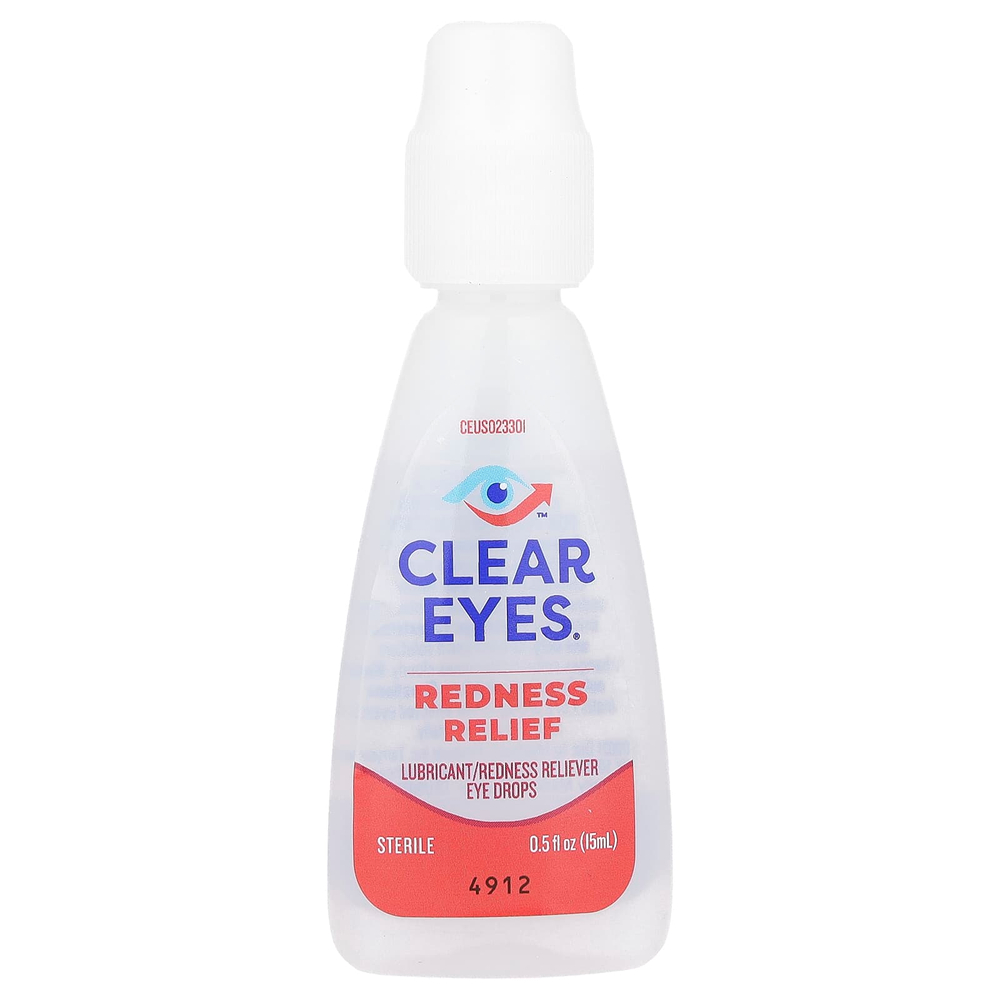 Clear Eyes, Redness Relief, Глазные капли смазывающее / снимающее покраснение, 0,5 жидких унций (15 мл)