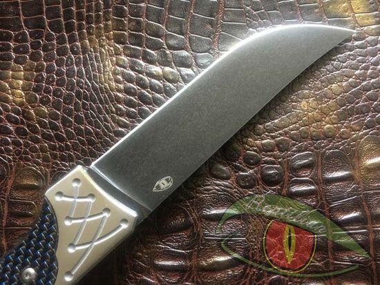 Складной нож Reptilian Пчак-1 blue c клинком из стали D2, рукоять карбон
