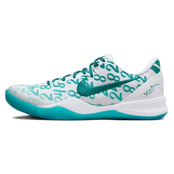 NIKE Kobe 8 Баскетбольные кроссовки Низкие Бело-зеленые Унисекс
