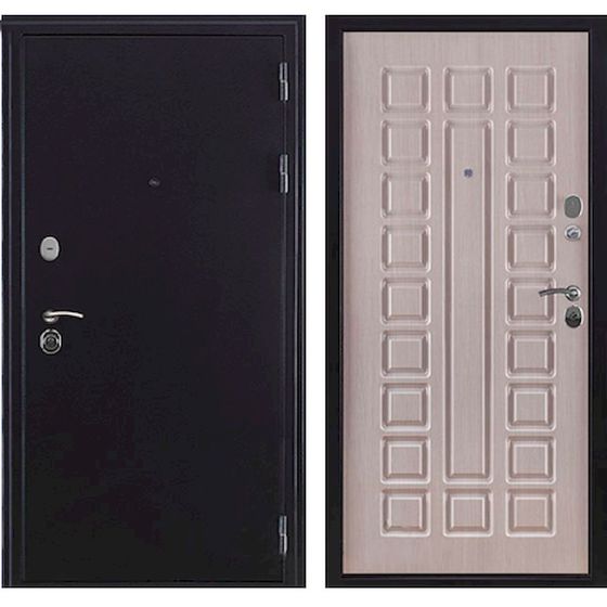 Купить Входная дверь Спартак Стандарт антик тёмное серебро ПВХ белёный дуб