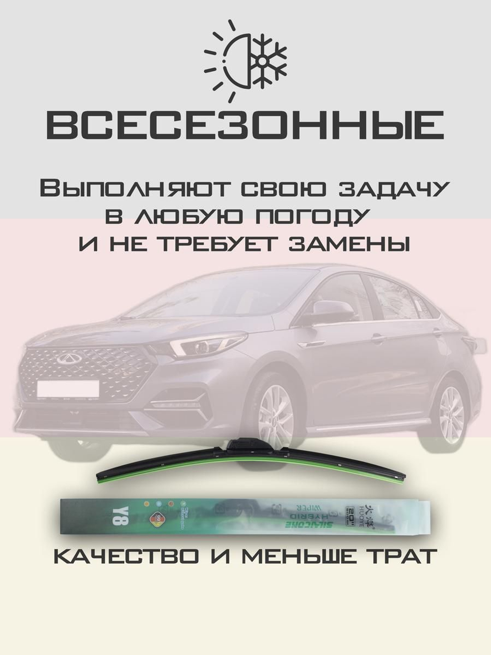 Щетки стеклоочистителя HUOYE Y8 600/450 мм на Chery Arrizo6 | Push button