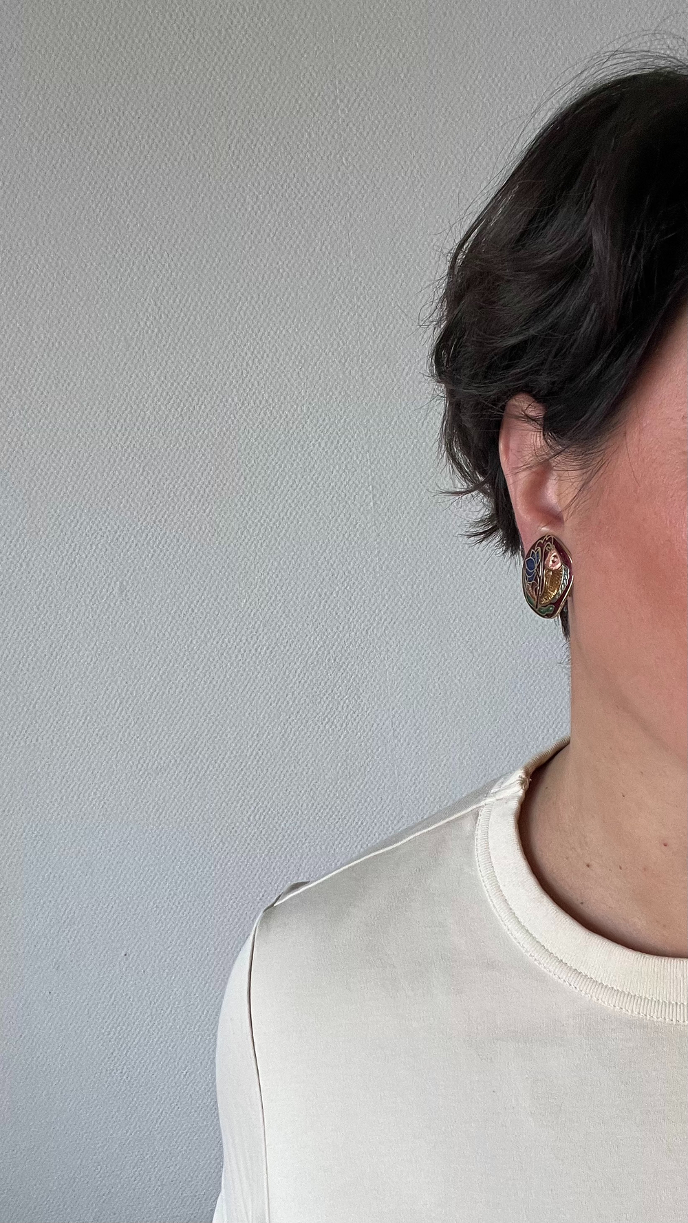 Клипсы с эмалью в технике клуазоне