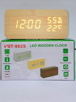 Часы VST-862S-6 White (C/дата/деревянный корпус) USB