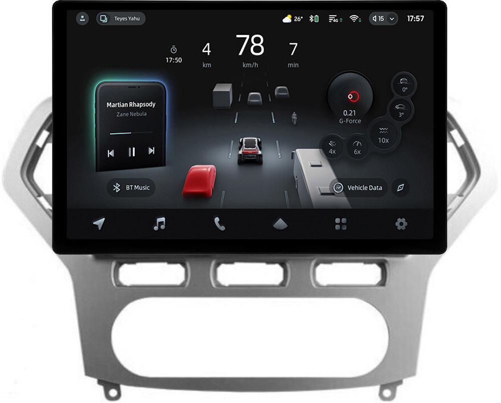 Магнитола для Ford Mondeo 4 2007-2010 (рамка серебро) - Teyes CC4-PRO монитор 13" 2K QLED на Android 13, Snapdragon 778G, 8+128, AI, CarPlay, DSP, 4G SIM-слот