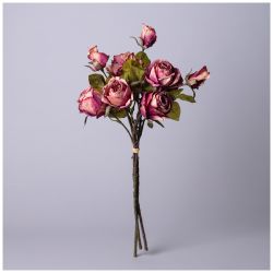 БУКЕТ ИЗ ИСКУССТВЕННЫХ РОЗ ДЛИНА=53СМ,ЦВЕТ РОЗОВО-ОРАНЖЕВЫЙ МАЛ.УП.=12ШТ