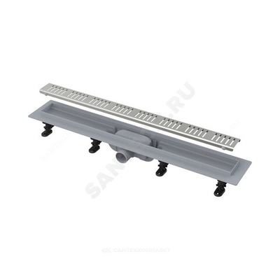 Лоток душевой с гидрозатвором+механический сухой затвор Дн 40 950х60мм с нержавеющей решеткой горизонтальный выпуск Alca Plast AG100401950