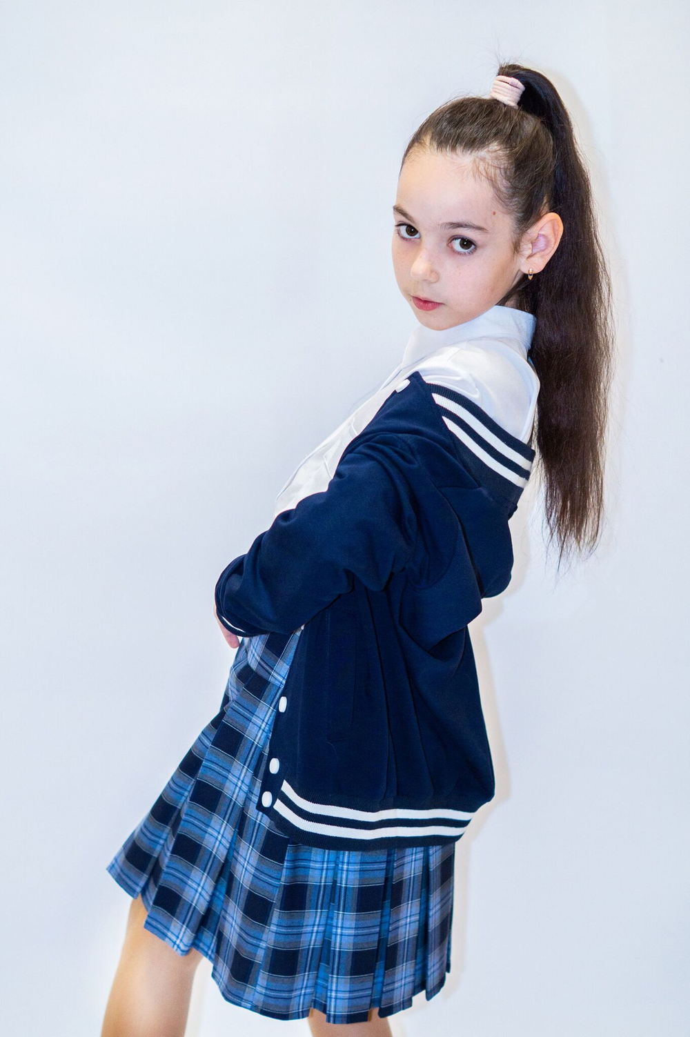 Юбка школьная для девочки девочковая складка в складку синяя серая крупная клетка в клетку тенниска тату татушки 116 122