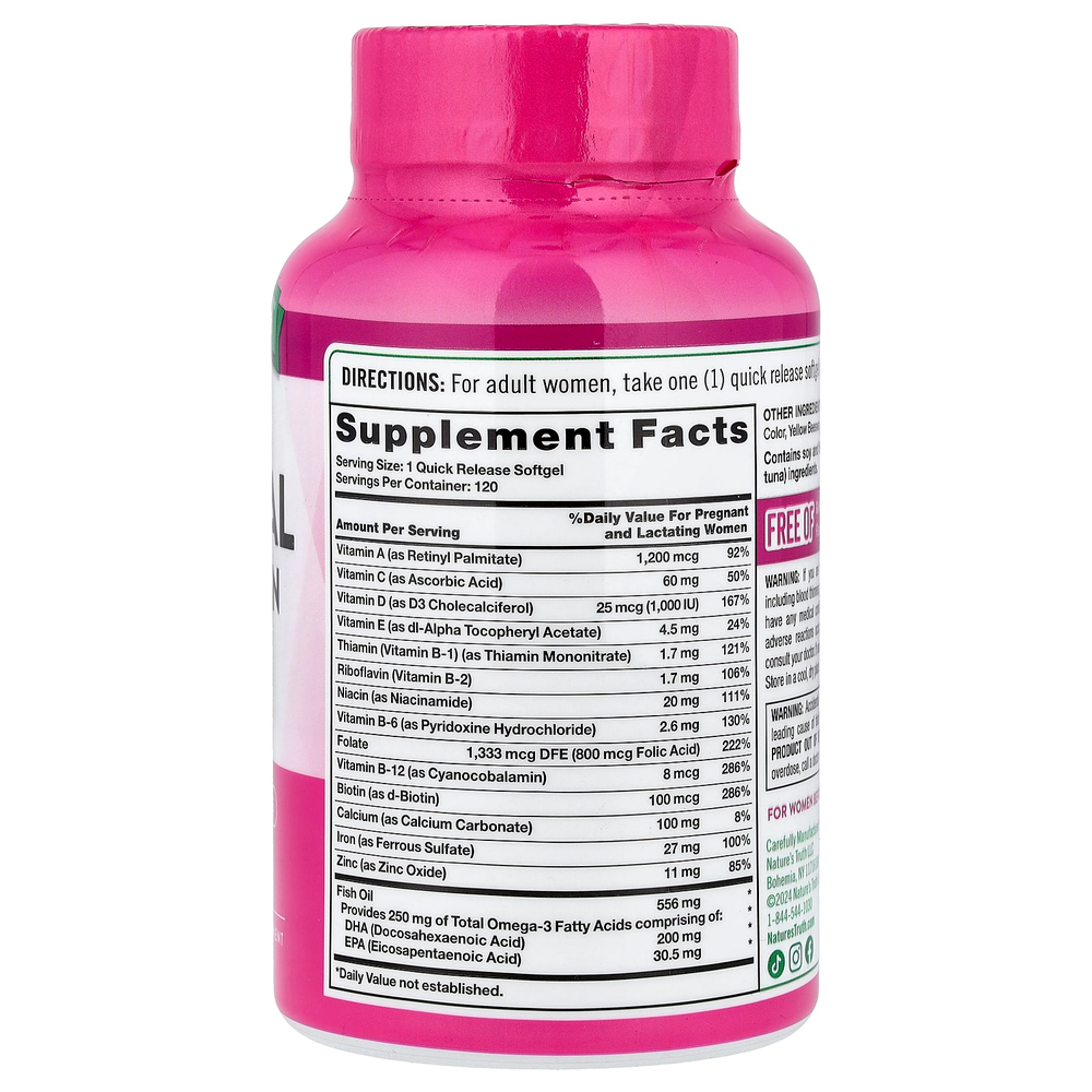 Nature's Truth, пренатальные ультрамультивитамины с ДГК, 120 капсул с быстрым высвобождением