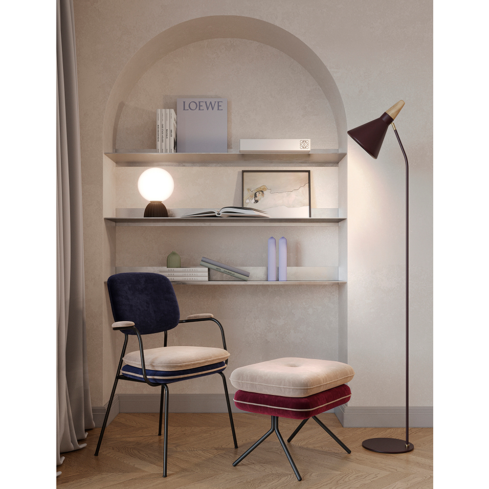 Пуф Bergenson Bjorn Pea, велюр, бежевый/бордовый