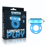 Голубое, светящееся в темноте эрекционное виброкольцо Lumino Play Vibrating Penis Ring (Цвет: голубой)
