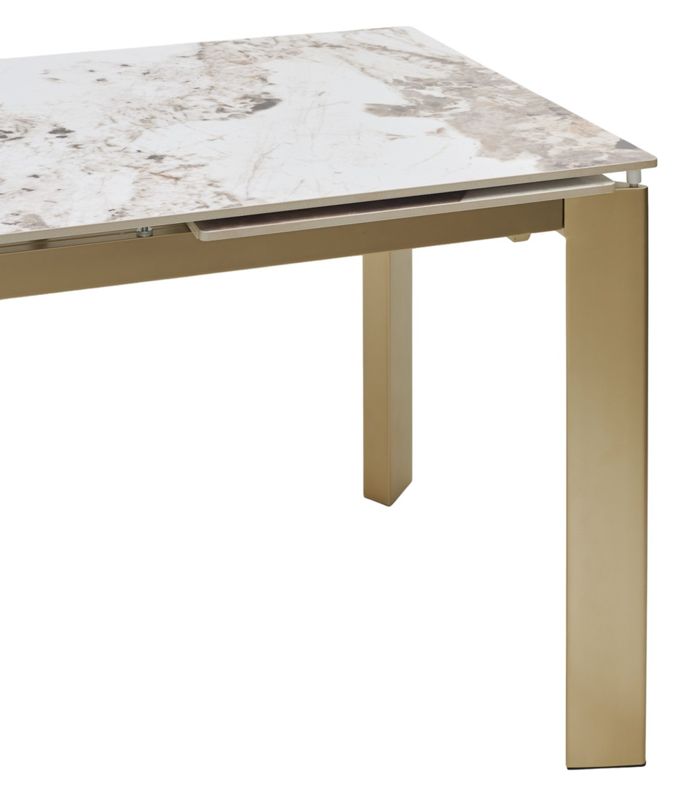 Стол М-City DISAUR Корнер (Corner) 120 Пандора (Gloss Luxury Pandora Solid Ceramic), Шампань