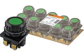 Выключатель кнопочный КЕ 011-У2-исп.2 зеленый 1з+1р 10A 660B IP40/54, 30мм TDM SQ0753-0004