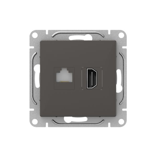 Механизм розетки HDMI+RJ45 (cat5), мокко Эпика EKF