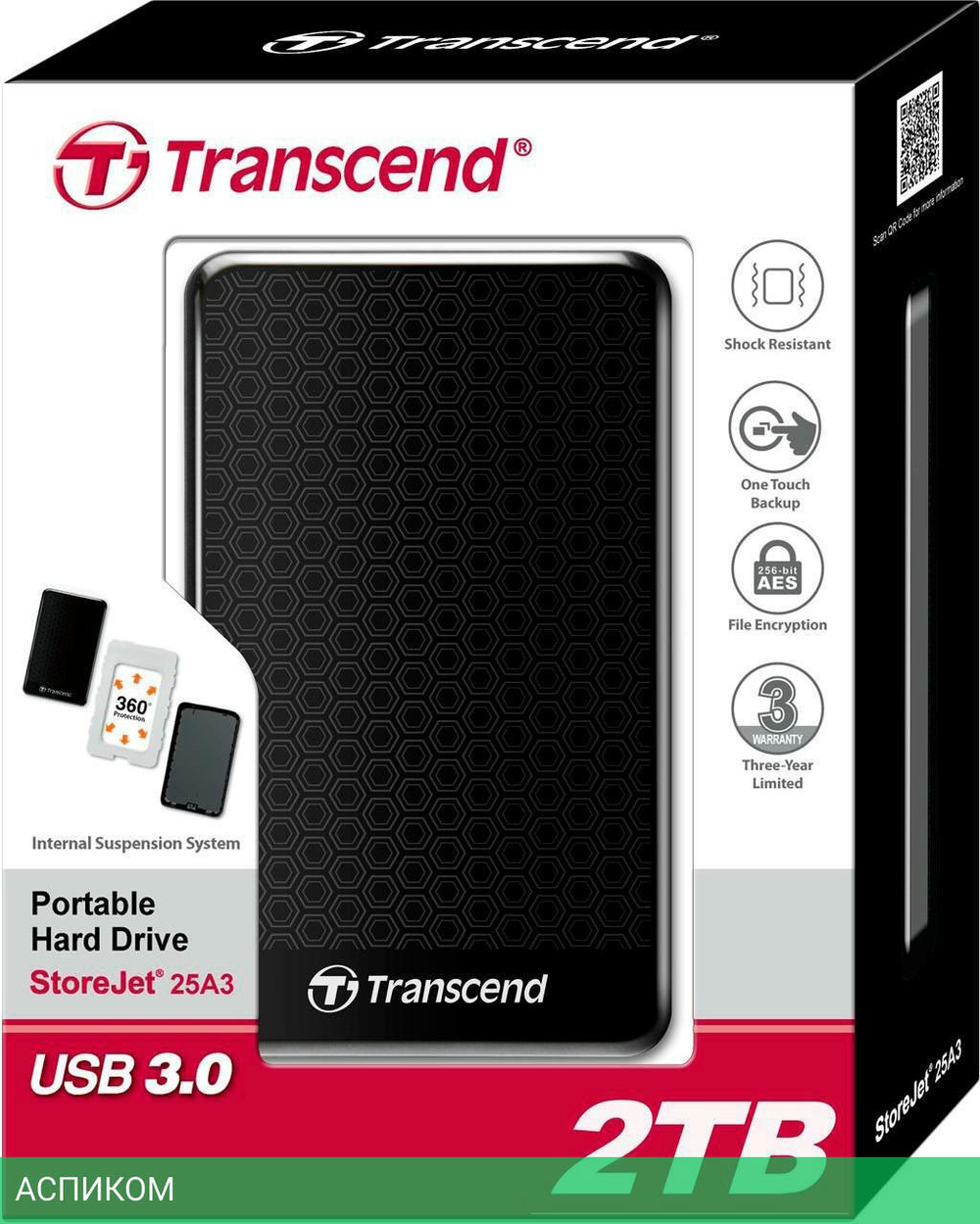 Внешний накопитель Transcend 2TB TS2TSJ25A3K