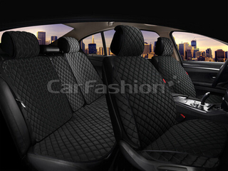 Накидки сидений ПОЛНЫЙ CarFashion (кт) -«SOKOL PLUS» 22729 РОМБ -Велюр черный/черный/шов черный