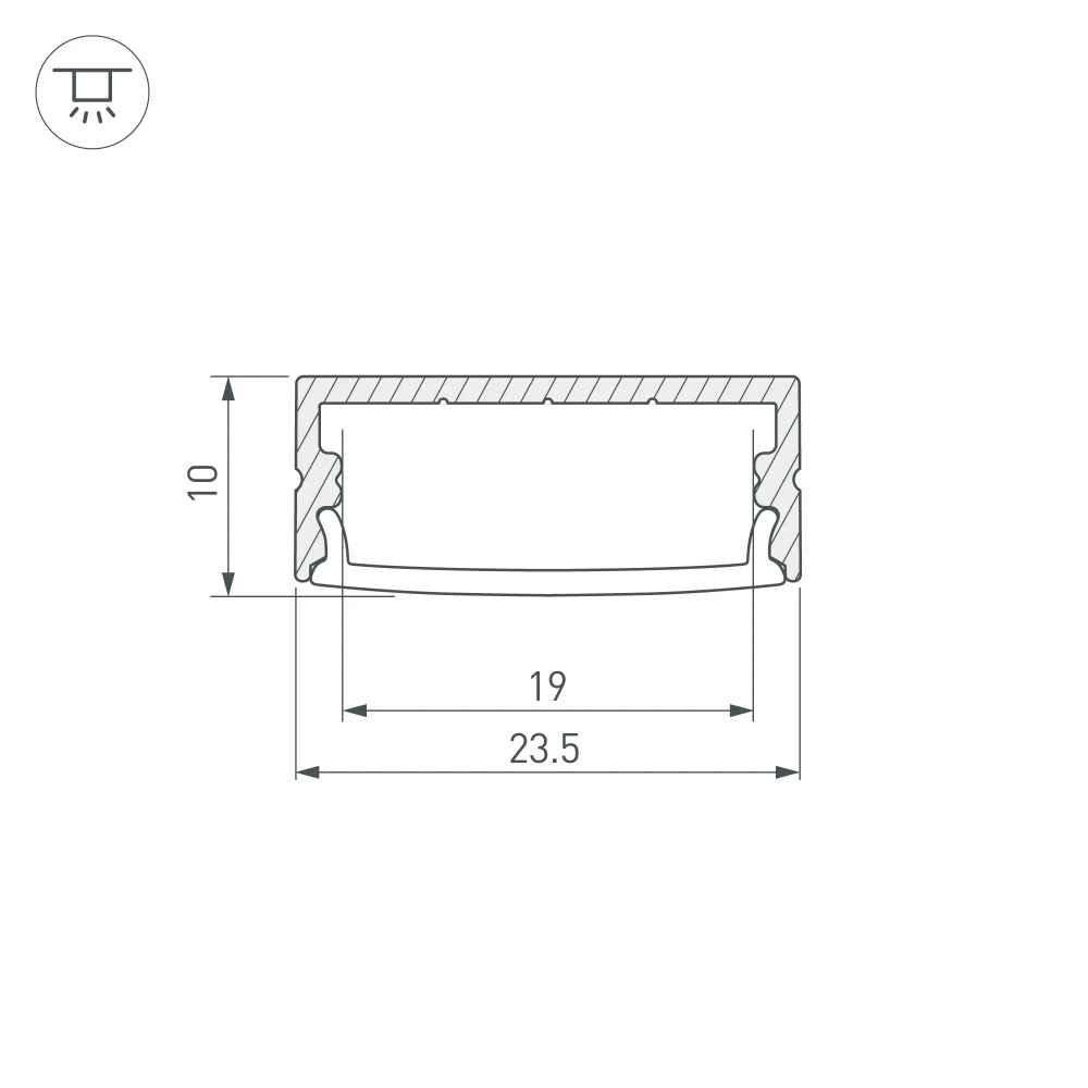 Профиль с экраном ARH-WIDE-H10-2000 ANOD+OPAL (Arlight, Алюминий) 036768