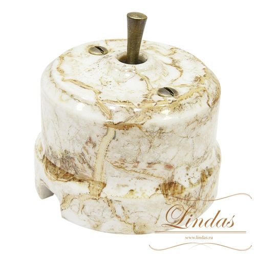 Тумблерный ретро выключатель Мрамор Lindas 34413-B / 1 Группа света, проходной