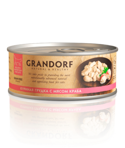 Грандорф Консервы для кошек Куриная грудка с мясом краба 70 гр.