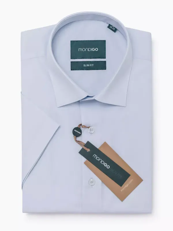 Рубашка приталенная SLIM FIT с коротким рукавом, светло-голубая