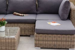 "Лунго" трансформирующаяся лаунж-зона из искусственного ротанга, цвет соломенный