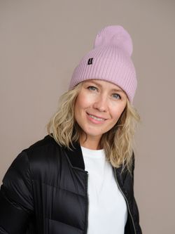 Шапка вязаная весенняя/осенняя МУЛА (Пудра)