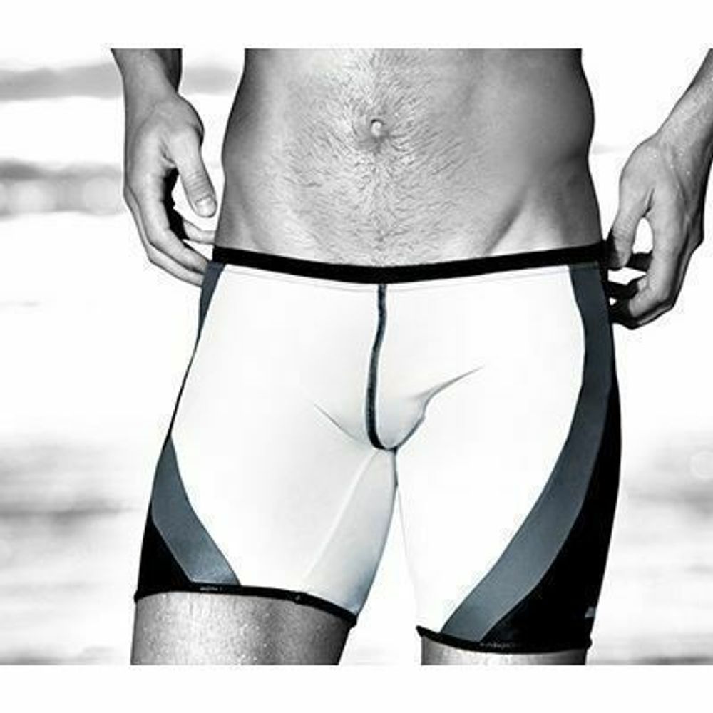 Мужские плавки белые с черными полосами Aussiebum