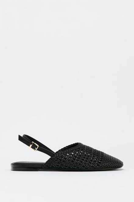 ZARA ПЛЕТЕНЫЕ ТУФЛИ-МЮЛИ, ЧЕРНЫЙ