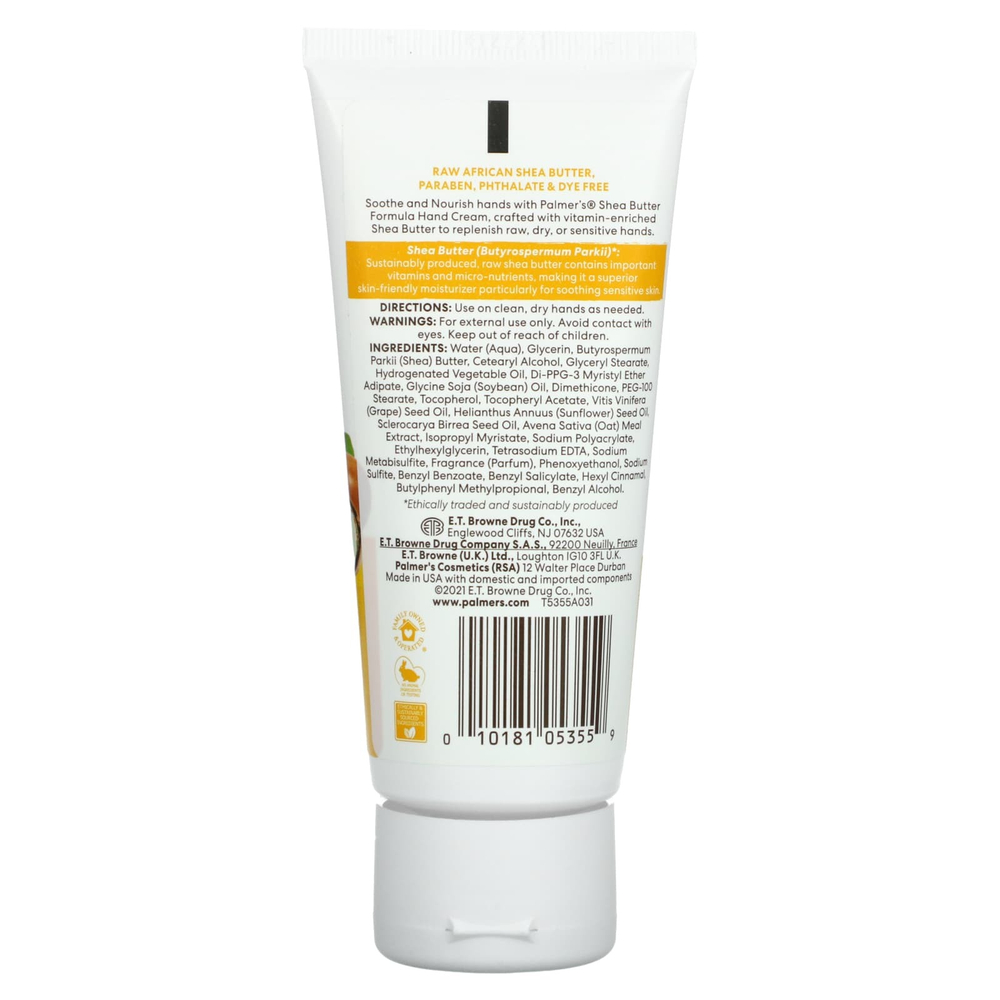 Palmer's, Shea Butter Formula® с витамином E, питательный крем для рук с необработанным маслом ши, 96 г (3,4 унции)