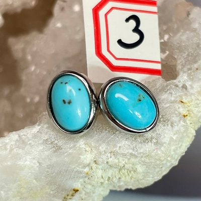 28410 *Бирюза Серьги Пусеты 6,5*8,5мм