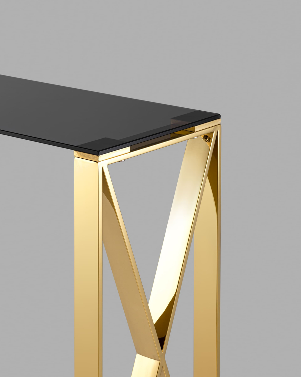 Консоль КРОСС 115*30 золото стекло smoke