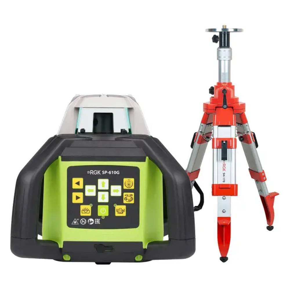 Комплект: ротационный нивелир RGK SP-610G + элевационный штатив RGK SH-170 134361