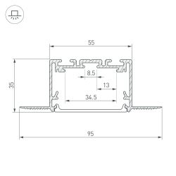 Профиль SL-LINIA55-FANTOM-2500 SEAMLESS ANOD (Arlight, Алюминий) 029507