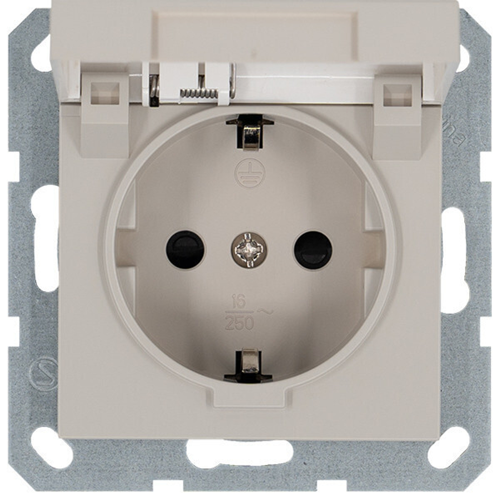 Розетка SCHUKO© с крышкой и защитными шторками 16A 250V~ 2P+T, цвет Тауп
