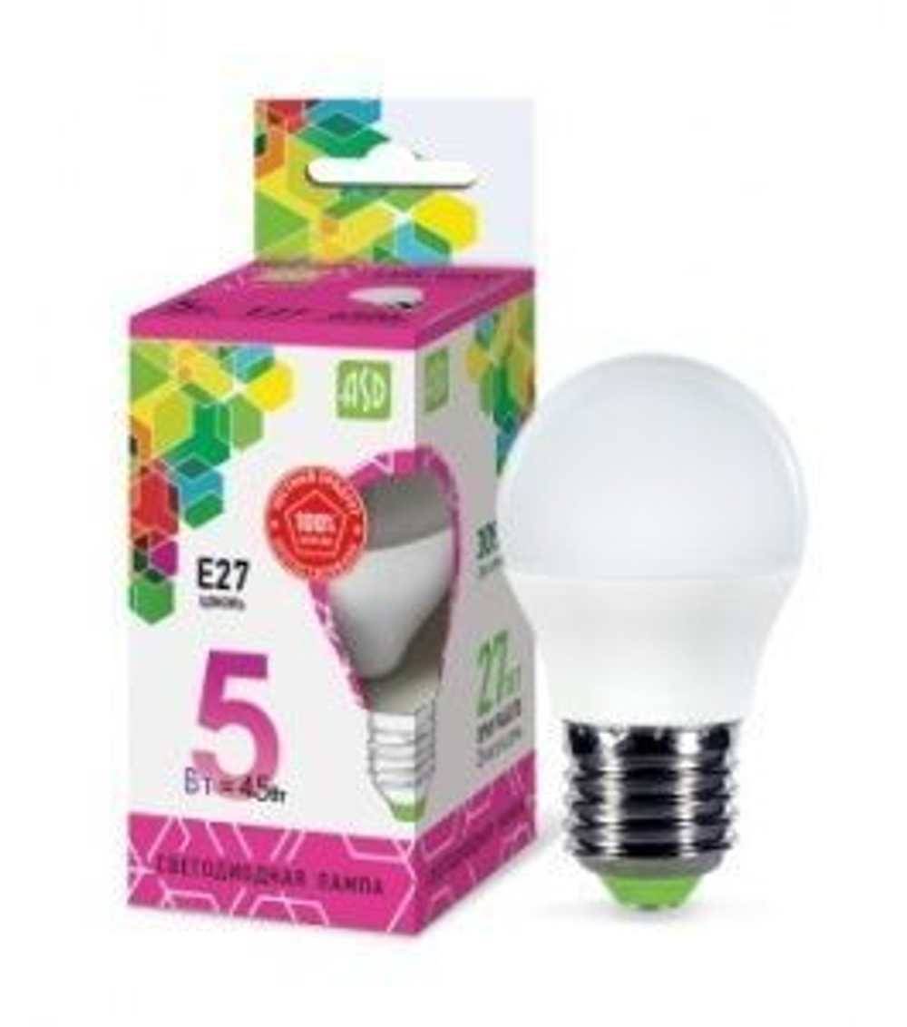 Лампа светодиодная LED-ШАР-standard 5Вт 230В Е27 6500К 450Лм ASD РАСПРОДАЖА