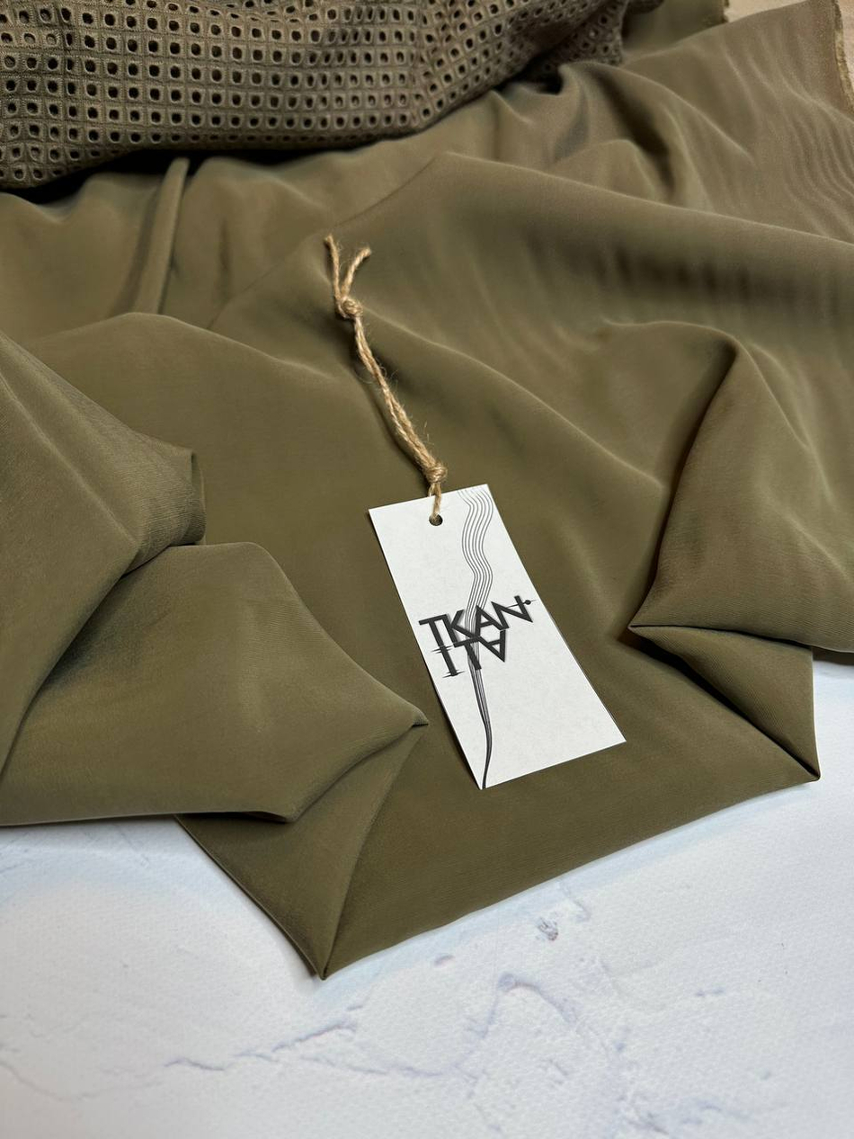 Плательно-костюмная однотонная купро с нейлоном (Armani, 85%купро/15%нейлон, Оливковый, 143)