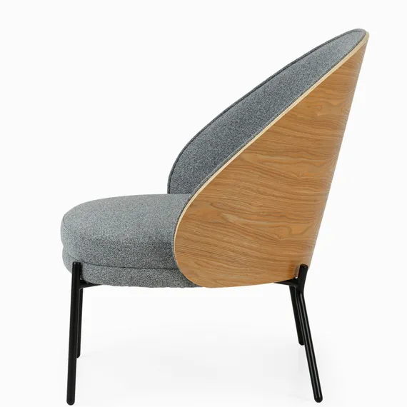 Лаунж-кресло Rosin, серая обивка, шпон ясеня