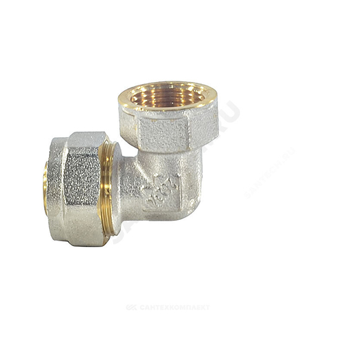 Угольник МП латунь никель обжим Дн 20х3/4"х90гр ВР ГОСТ 32415-2013 7007 Aquasfera 7007-04