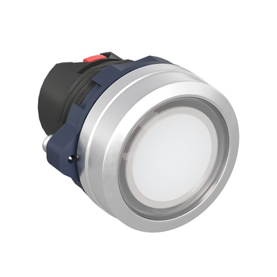 Головка кнопки плоская прозрачная с фиксацией, белая, алюминий