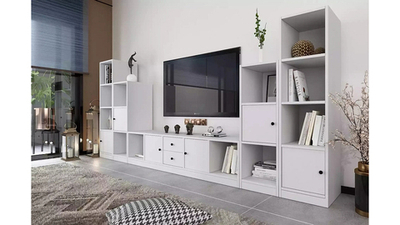 Модульная стенка Билли Айден 3 Белый Фасадный 0101 293*40*134 см, Белый   Фиеста