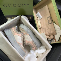 Комбинированные кроссовки Gucci GG (Гуччи) на толстой массивной подошве