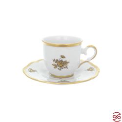 Кофейный сервиз мокка Queen's Crown Золотая роза на 6 персон 15 предметов