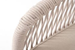 "Канны" правый модуль плетеный из роупа, основание дуб, роуп бежевый круглый, ткань бежевая 052