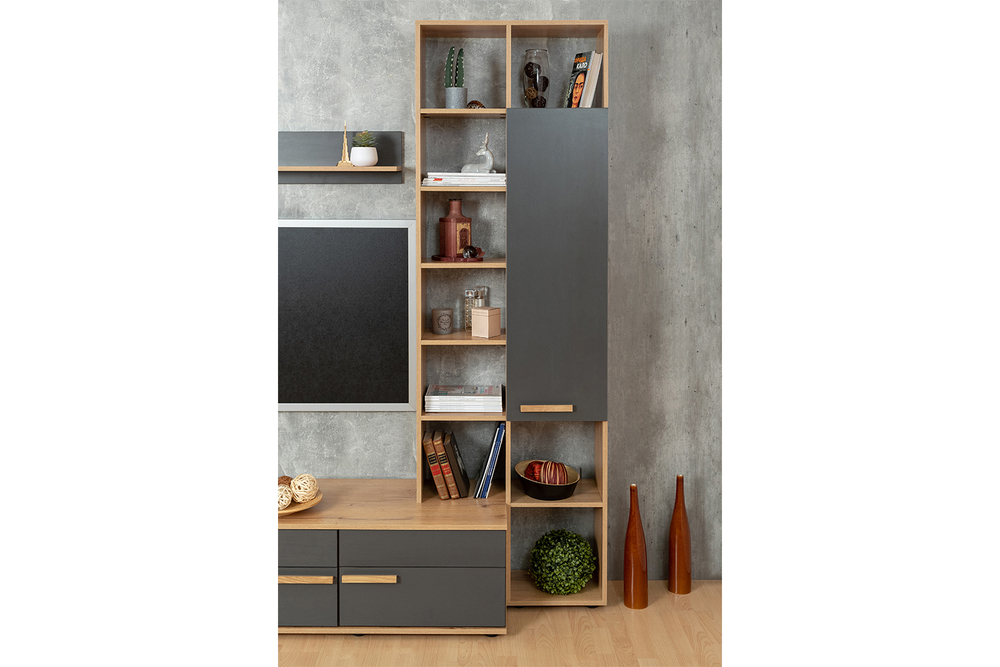 Шкаф МЦН Crown 11, Графит, Дуб золотистый