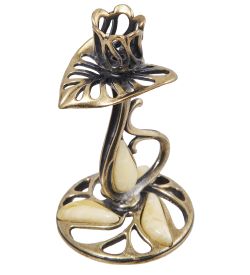 Народные промыслы AM-3273/1 Подсвечник «Кувшинка» (латунь, янтарь)