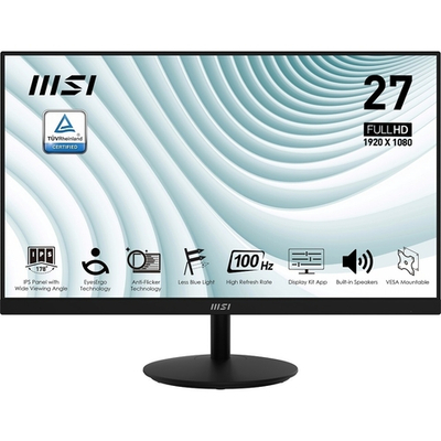 MSI PRO 27" MP271A {IPS 1920x1080 100Hz 1ms 1000:1 300cd 178/178 8bit(6bit+FRC) D-Sub HDMI1.4b DisplayPort1.2a 2x2W Tilt VESA}