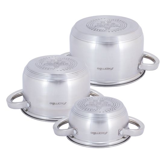 Набор кастрюль 6 предметов Kamille KM 5628S (1 л; 1,8 л; 2,5 л.) из нержавеющей стали