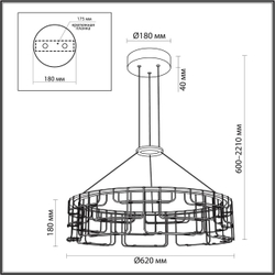 7060/44L HIGHTECH ODL26 287 Подвесной светильник нерж/сталь золото IP20 LED 44W 3960Лм 3000K 220V ZAHA