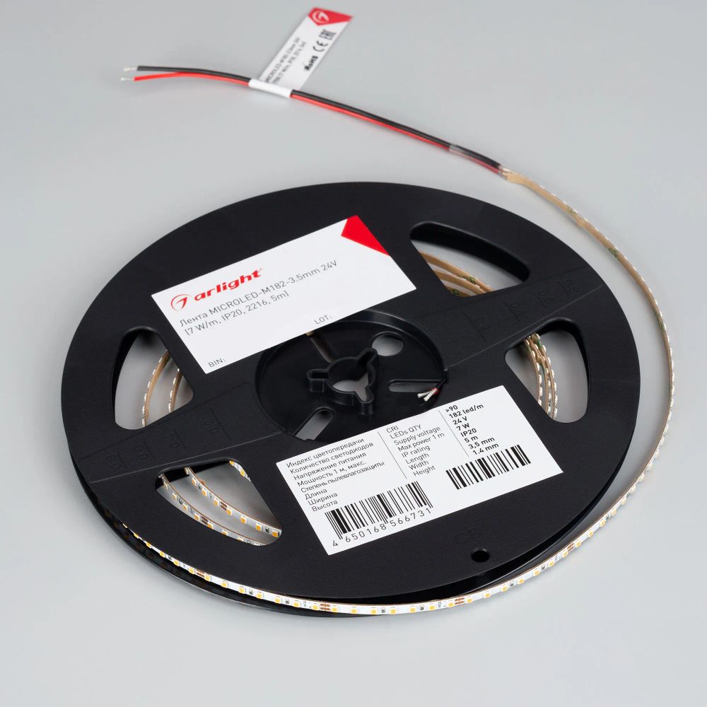 Светодиодная лента MICROLED-M182-3.5mm 24V Day4000 (7 W/m, IP20, 2216, 5m) (Arlight, узкая) 045008